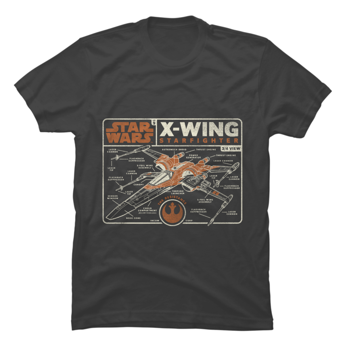 star wars x wing shirt